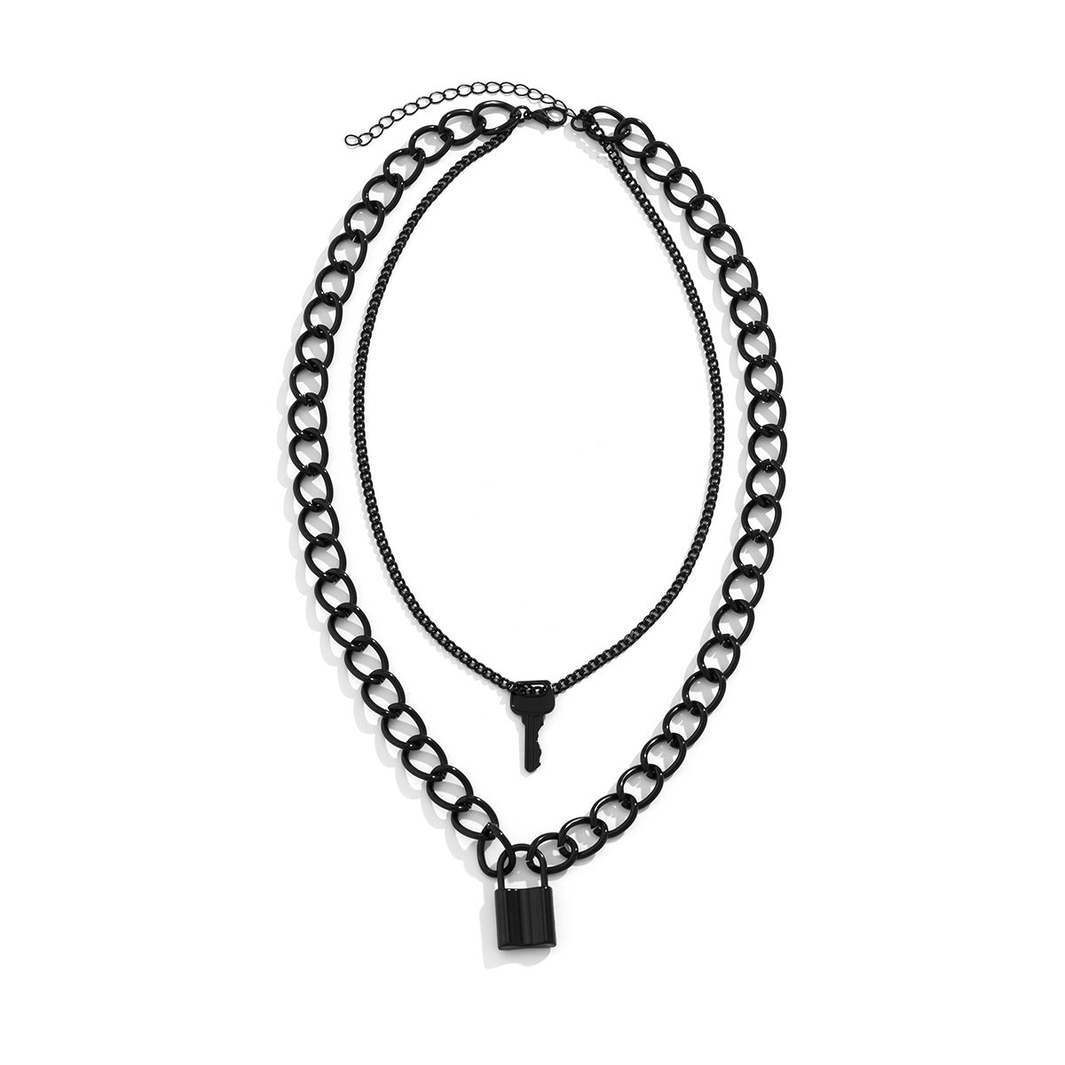 Black Gothic Style Padlock Pendant Necklace