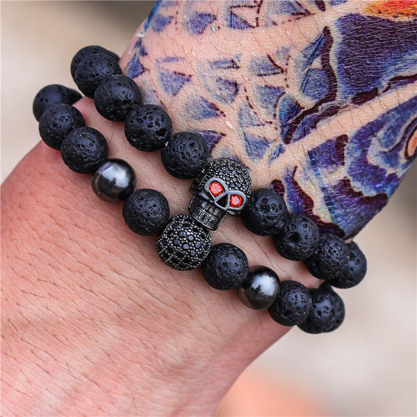 Microzircon Diamond Ball Skull Set Bracelet