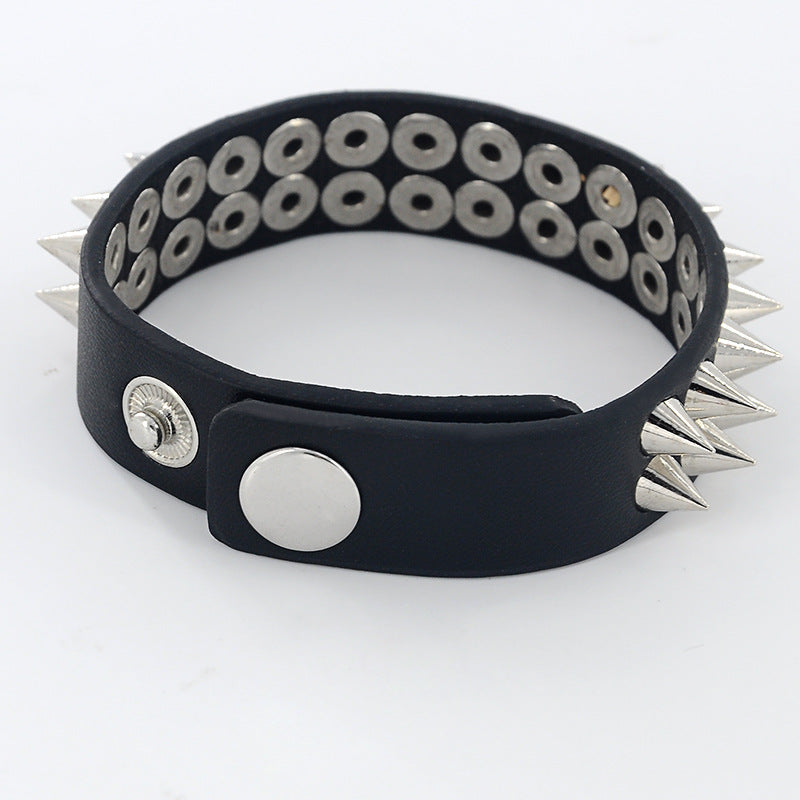 Leather Bracelet Punk Style Spiked Fashion Bracelet Rivets