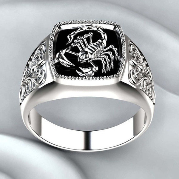 New Creative Scorpio Embossed Men's Ring Epoxy Totem Pattern Carved Poisonous Scorpion Ring Ring