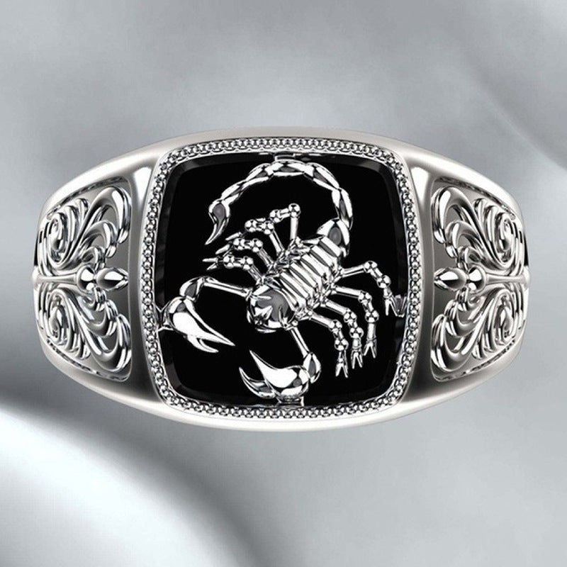New Creative Scorpio Embossed Men's Ring Epoxy Totem Pattern Carved Poisonous Scorpion Ring Ring