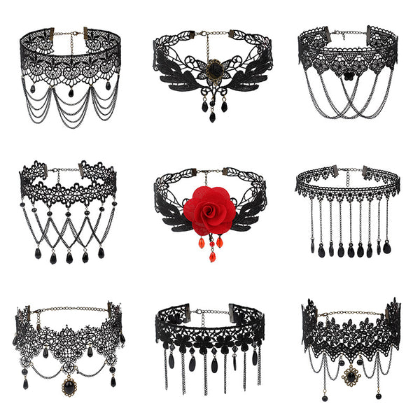 Cross-border Accessories Multi-layer Tassel Lace Collar Gothic Lolita Vintage Choker Necklace