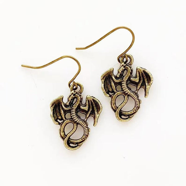 Simple New Three-color Dragon Earrings With Open Wings