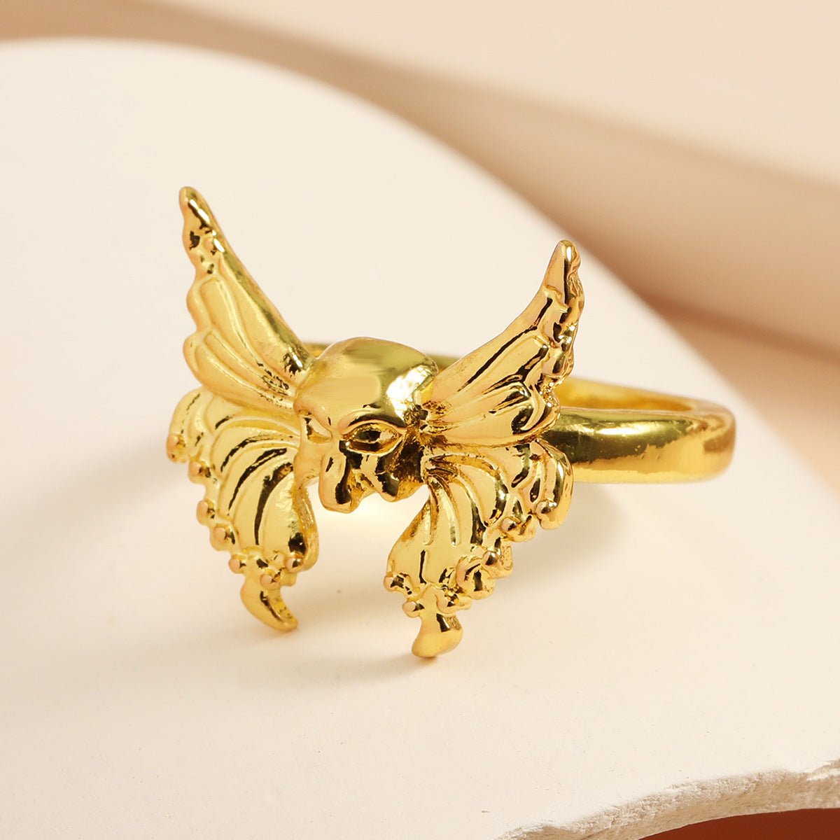 Vintage Punk Style Butterfly Skull Ring