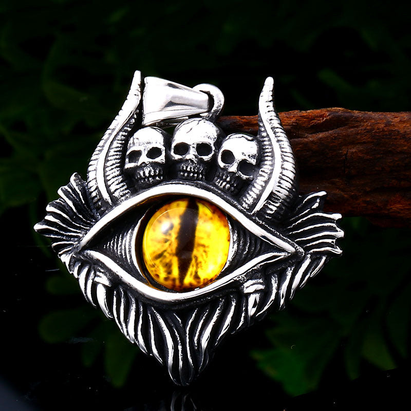Titanium Steel Demon Eye Skull Pendant