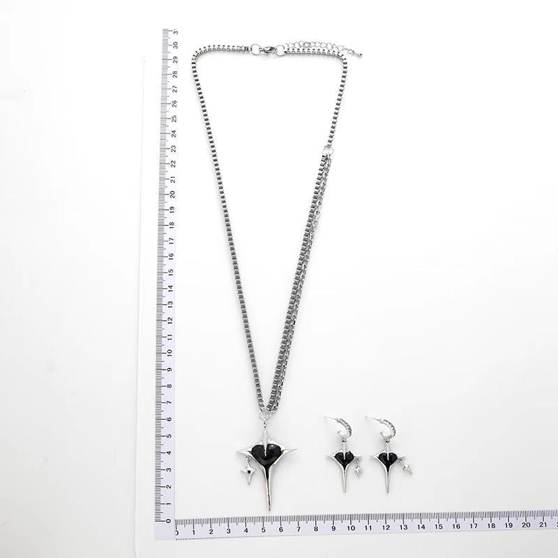 Cross Enamel Love Necklace Star Earrings