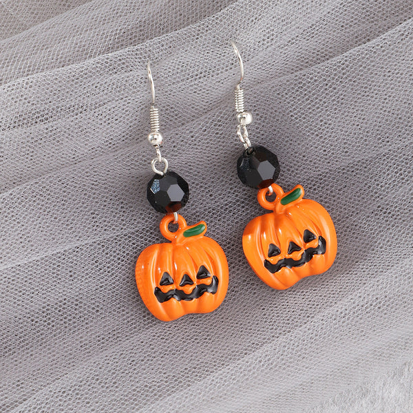 Personality Scary Face Pumpkin Earrings Ear Hooks