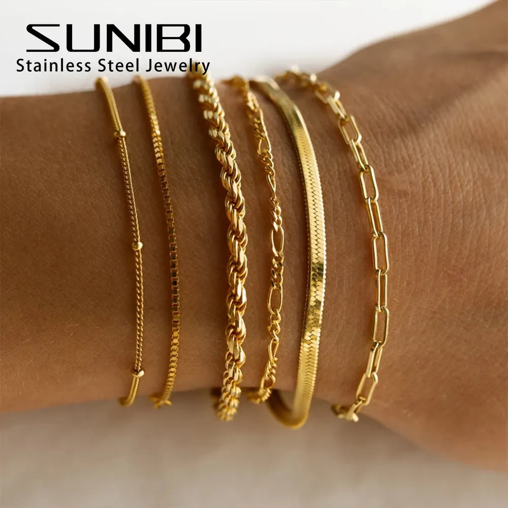 SUNIBI Classic Snake Chain Bracelets