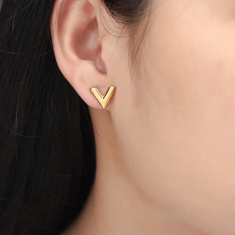 V Letter Earrings