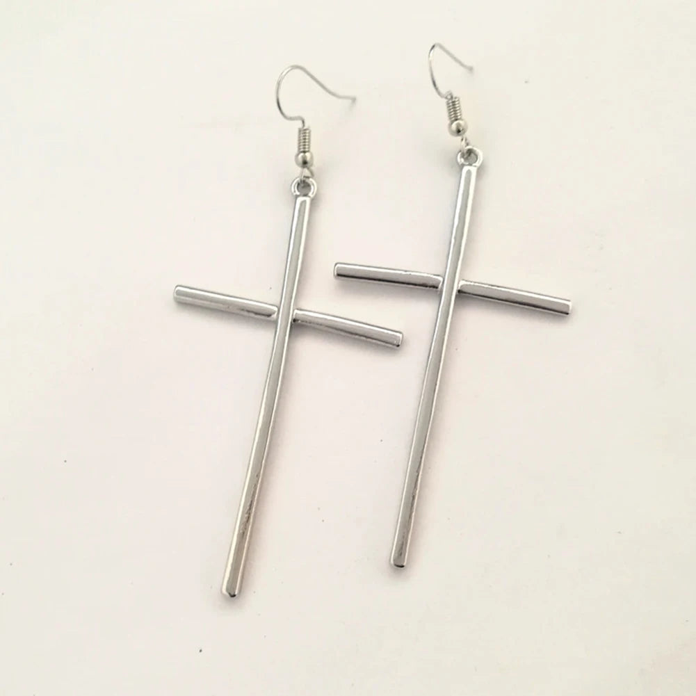 Ethnic Big Cross Long Earrings