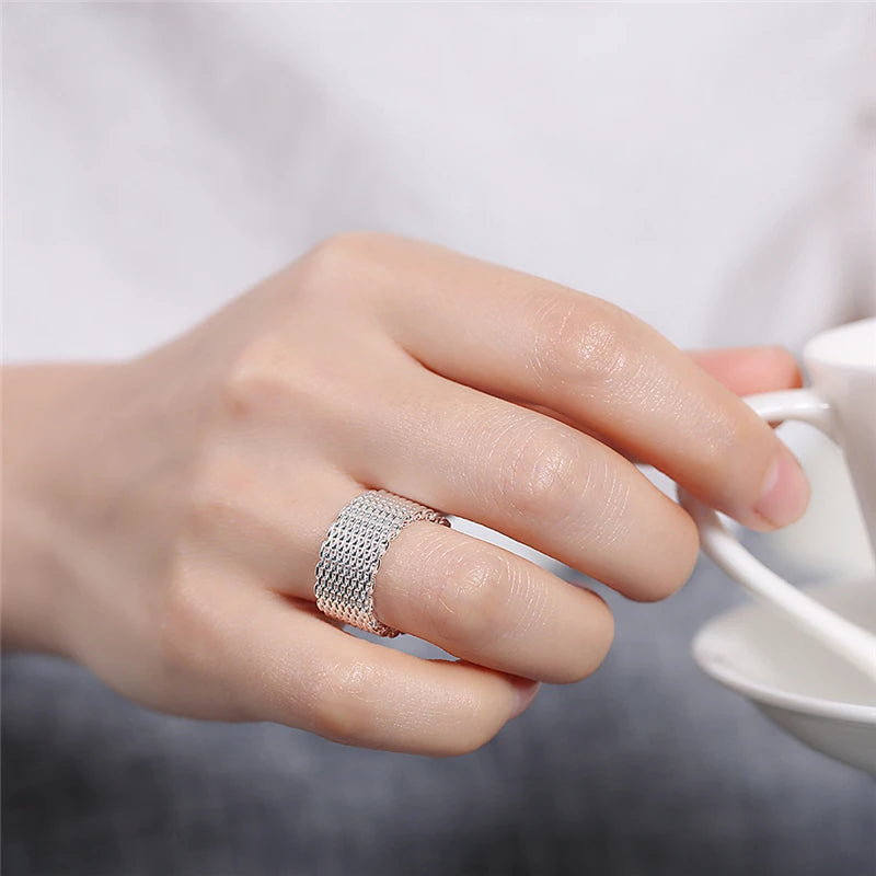 DOTEFFIL  Silver Interwoven Web Ring