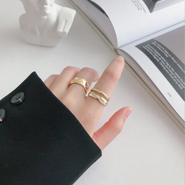 XIYANIKE Elegant Twist Two Circle Rings