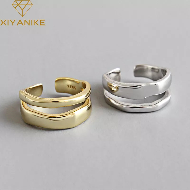 XIYANIKE Elegant Twist Two Circle Rings