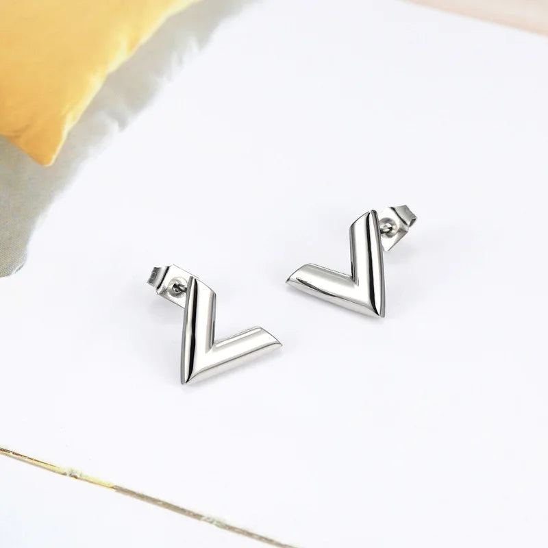 V Letter Earrings
