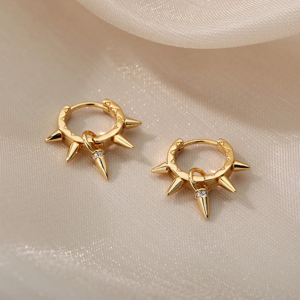 Punk Spike Rivet Hoop Earrings