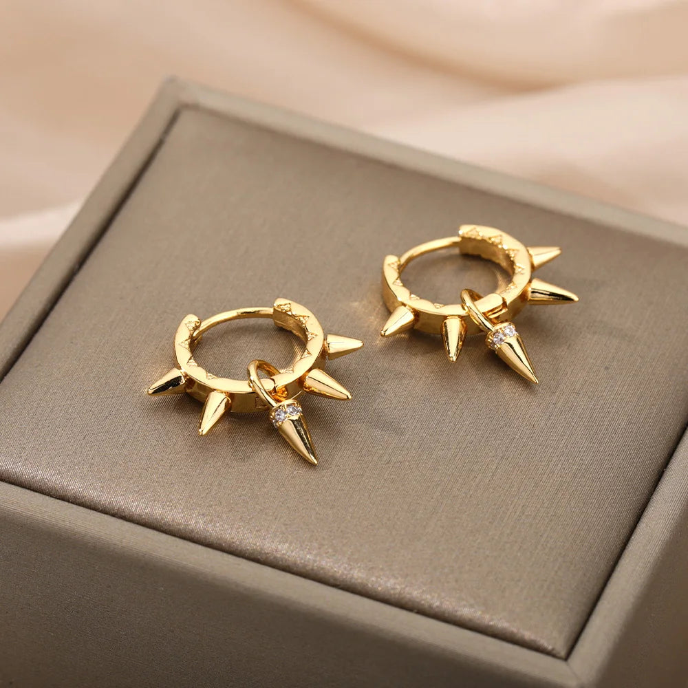 Punk Spike Rivet Hoop Earrings