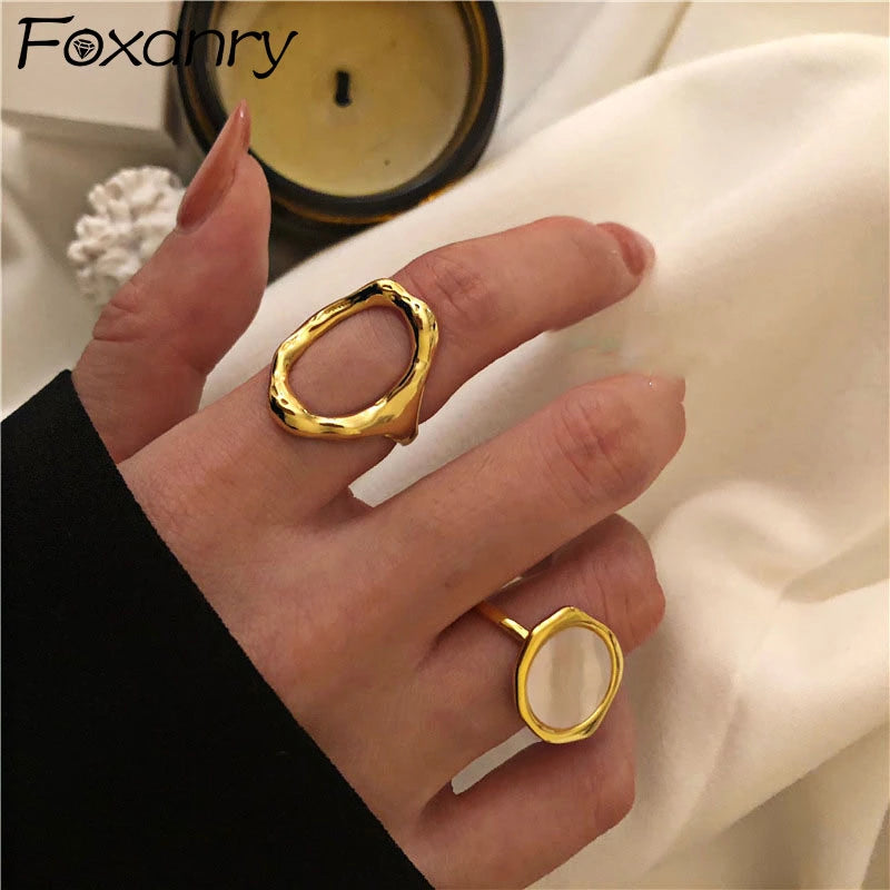 Foxanry Minimalist Gold Color Rings