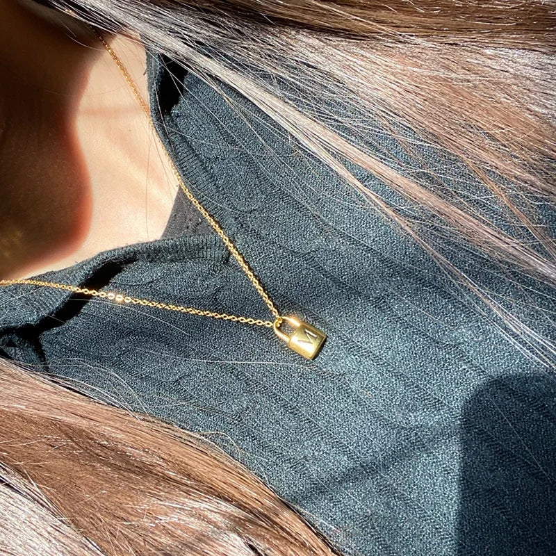 Padlock Lock Letter Necklace