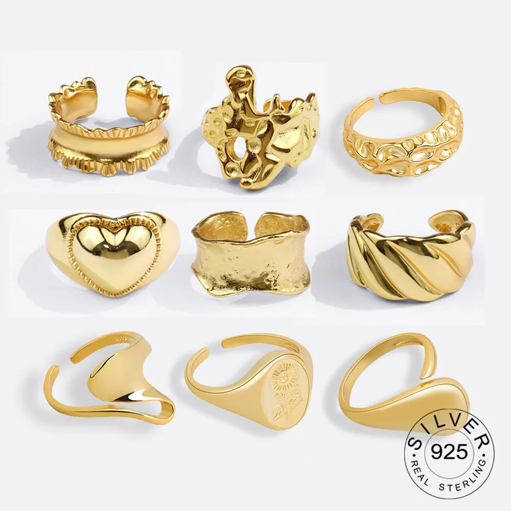 Trendy fine Jewelry Large Adjustable Antique Rings Anillos