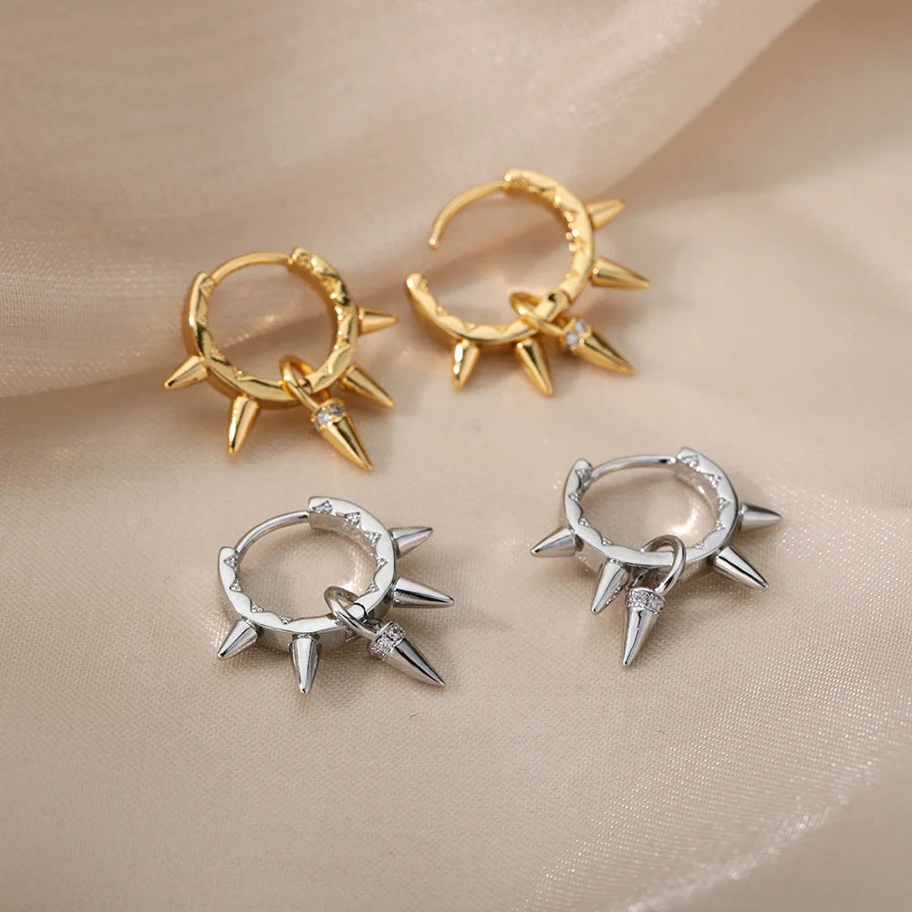 Punk Spike Rivet Hoop Earrings