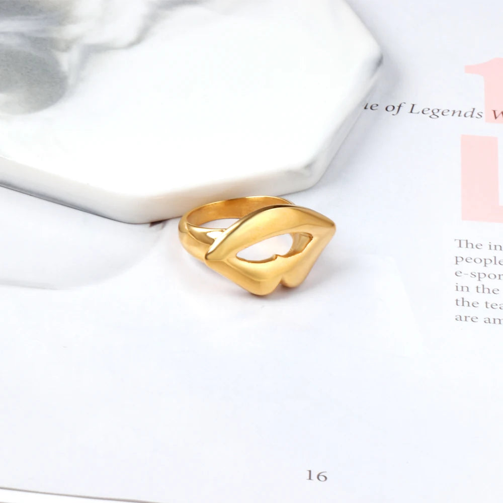 LUXUSTEEL Mouth Shape Ring