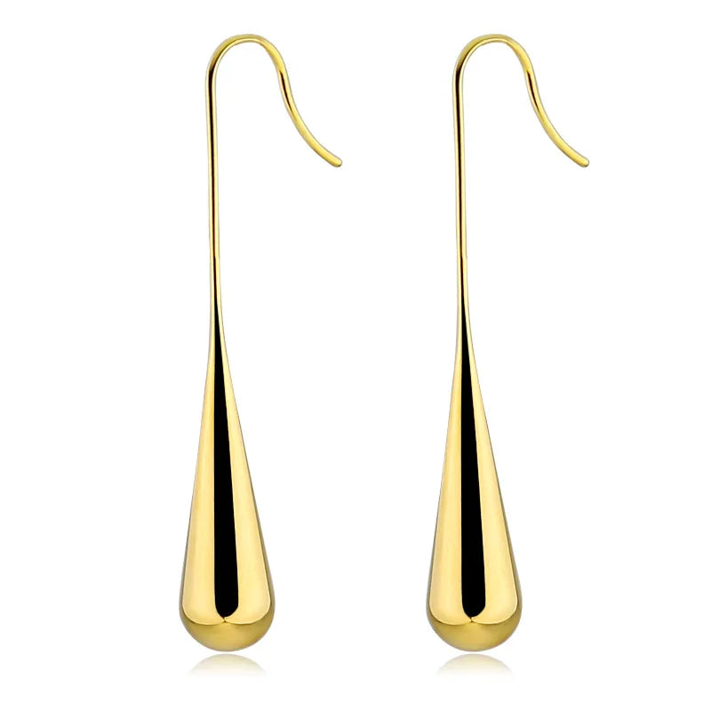 Long Ear Hook Hollow  Water Drop Earrings