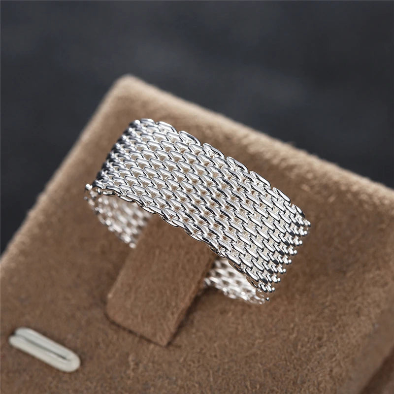 DOTEFFIL  Silver Interwoven Web Ring