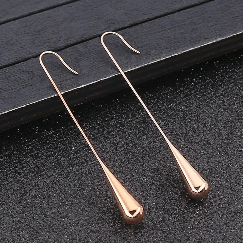 Long Ear Hook Hollow  Water Drop Earrings