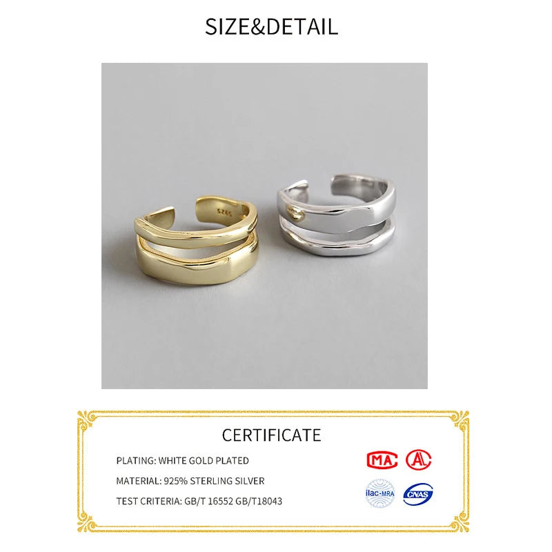 Real 925 sterling silver finger rings for women irregular Trendy fine Jewelry Large Adjustable Antique Rings Anillos