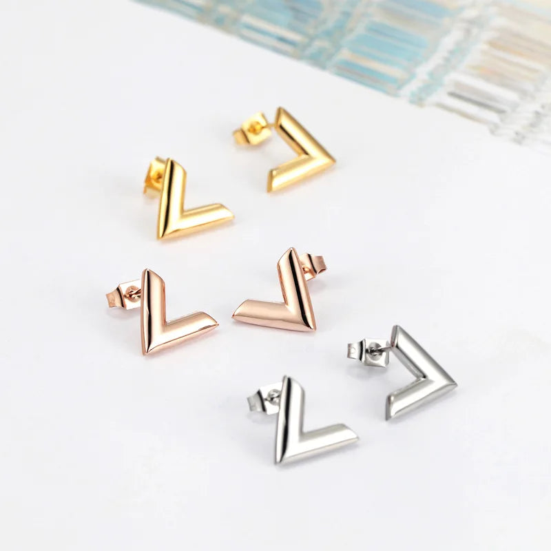 V Letter Earrings
