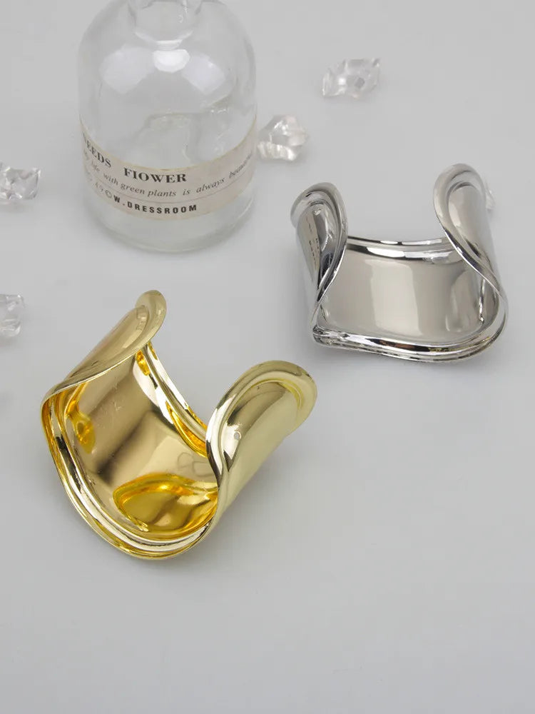 Metal Wave Asymmetry Openings Bracelet