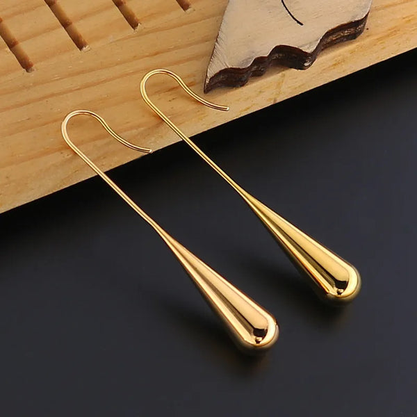 Long Ear Hook Hollow  Water Drop Earrings