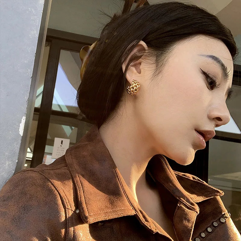 Hemp Chain Woven Circle  Earrings