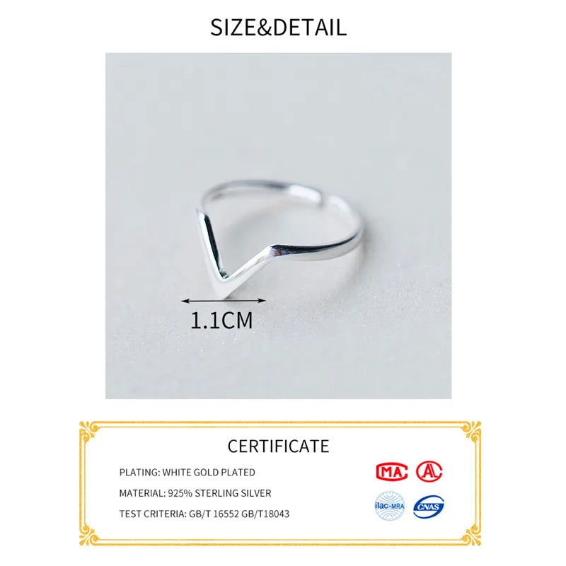 Letter V Adjustable Ring Fine Jewelry