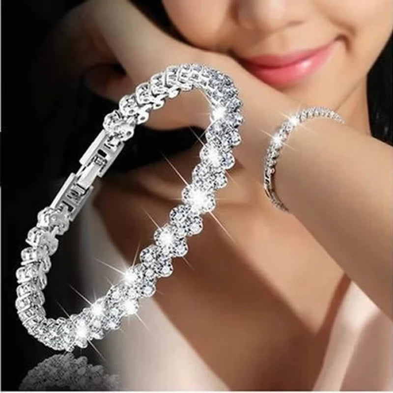 Crystal Heart Charm Pulseras Bracelet Bridal Wedding