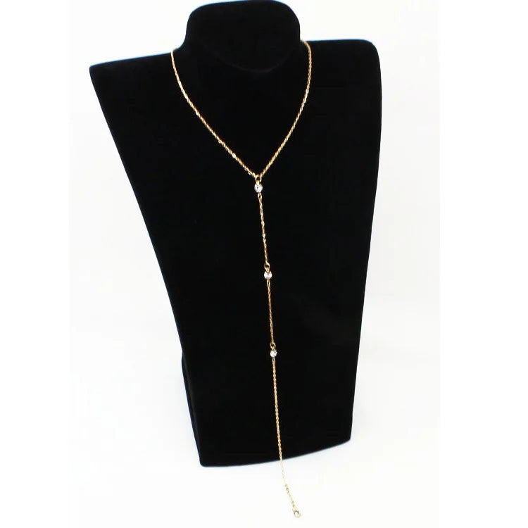 Sleek Minimalist With Rhinestones Sexy Dew Behind The Back Chain Necklace
