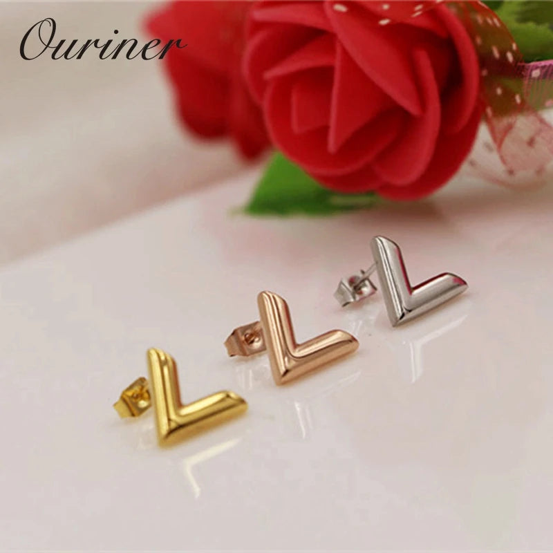 V Letter Earrings