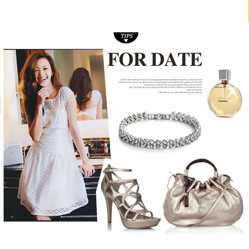 Crystal Heart Charm Pulseras Bracelet Bridal Wedding