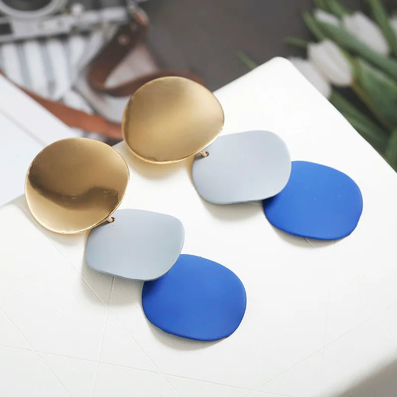 Round Geometric Statement Vintage  Stud Earrings