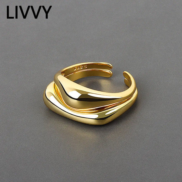 LIVVY  Smooth Waves Ring