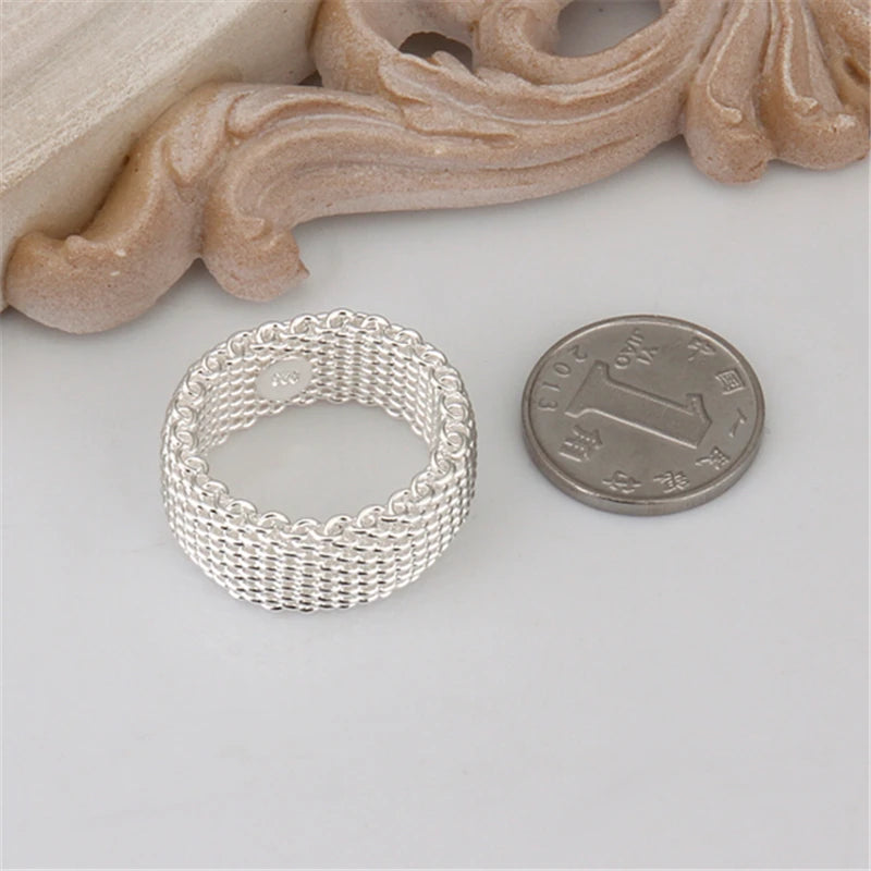 DOTEFFIL  Silver Interwoven Web Ring