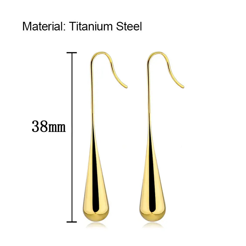 Long Ear Hook Hollow  Water Drop Earrings