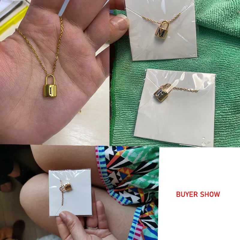 Padlock Lock Letter Necklace