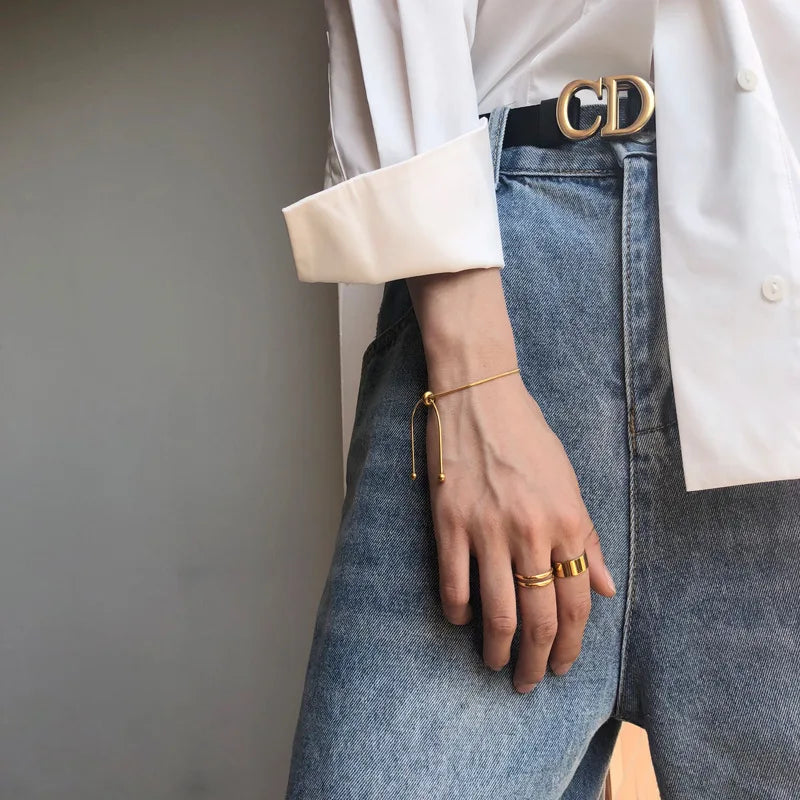 Bracelet Gold Color Snake Chain Bangle