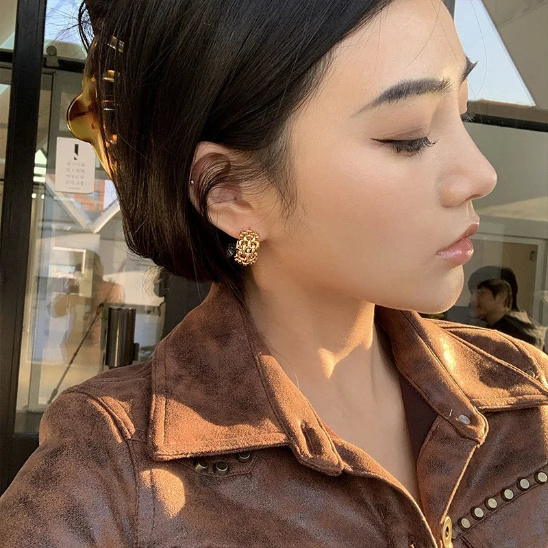 Hemp Chain Woven Circle  Earrings