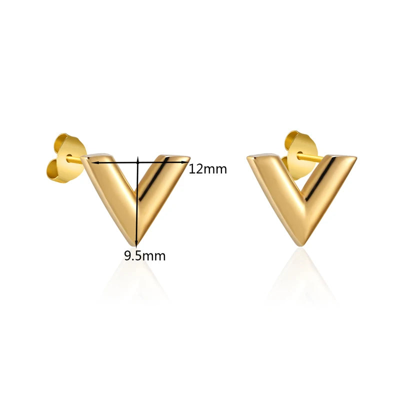 V Letter Earrings