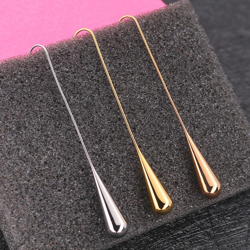 Long Ear Hook Hollow  Water Drop Earrings