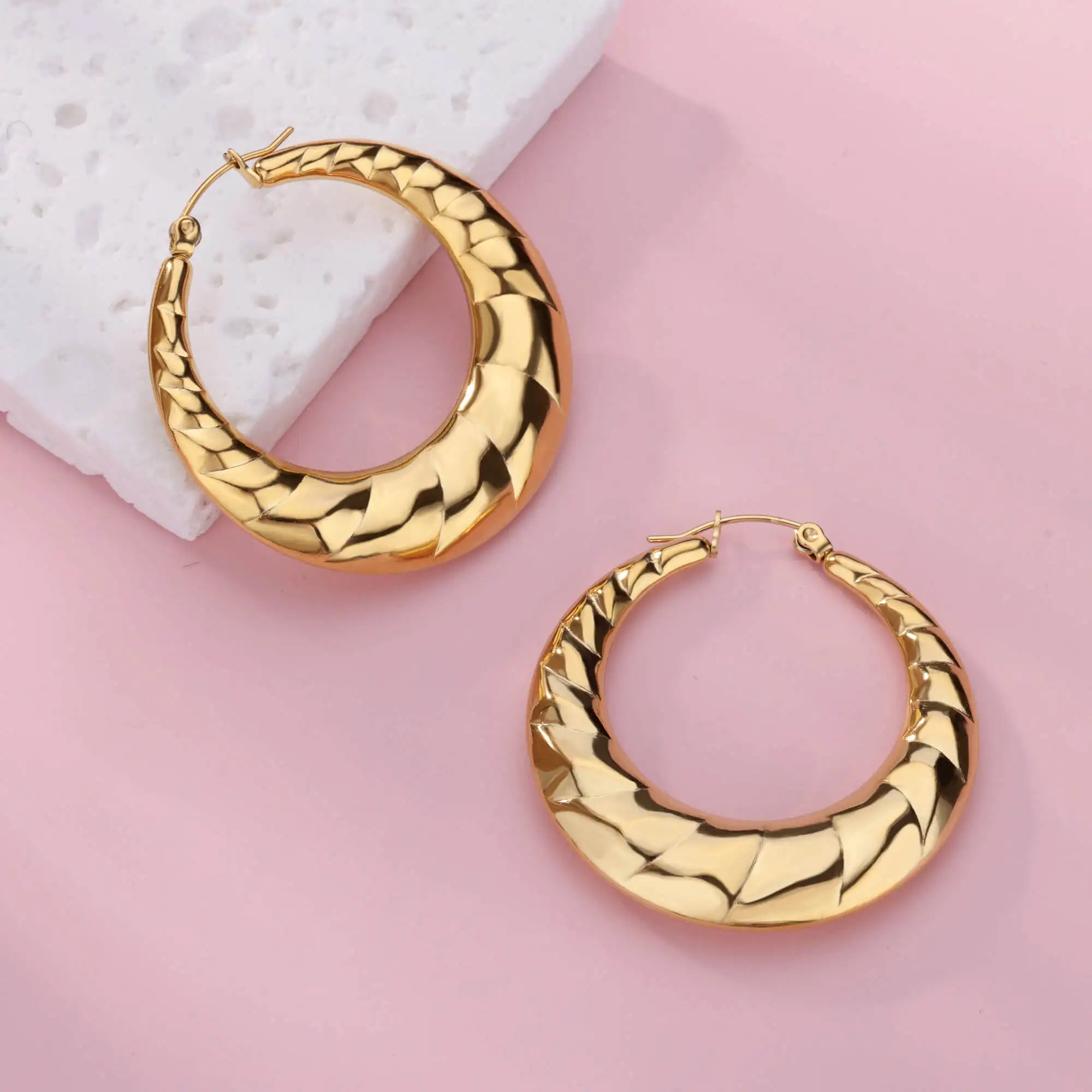Round Chunky Hoop Earrings