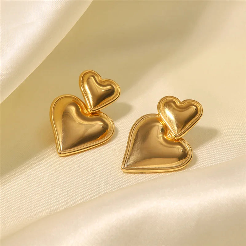 Double Heart Shaped Earrings