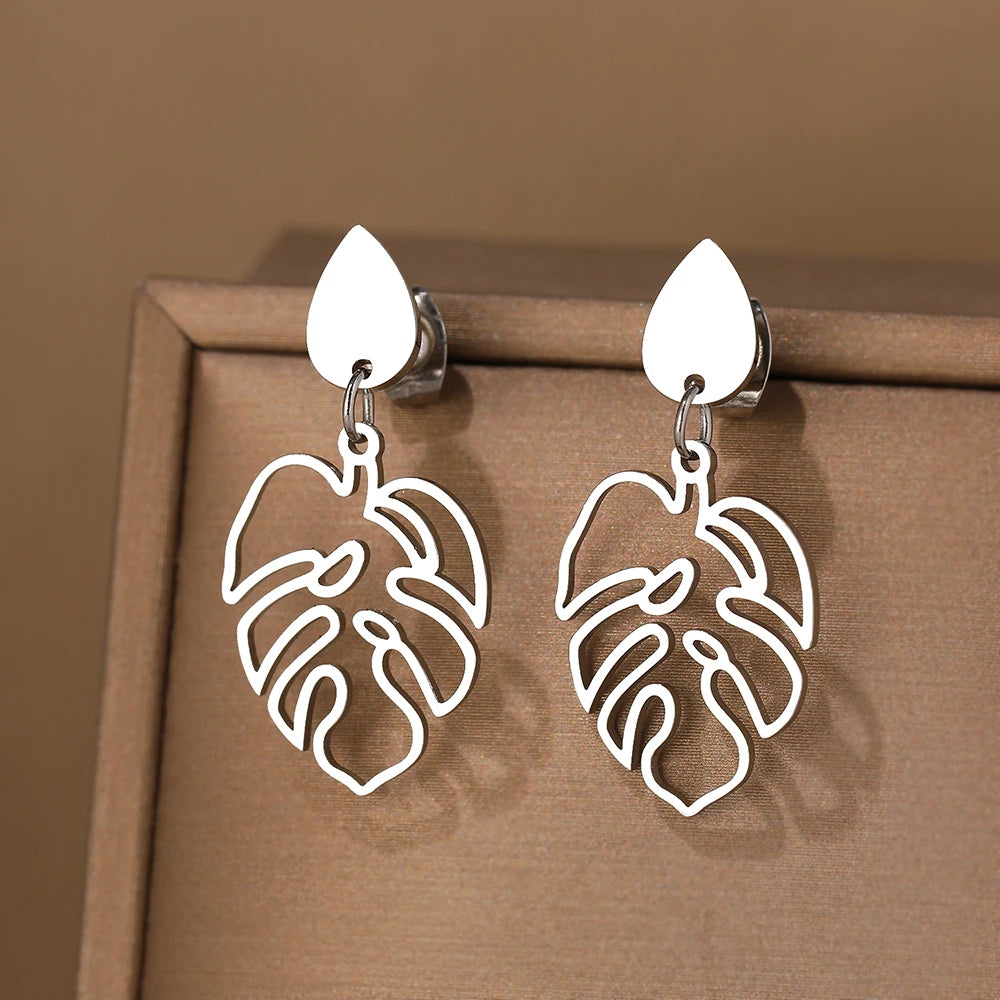 Water Drop Plant Leaves Earrings